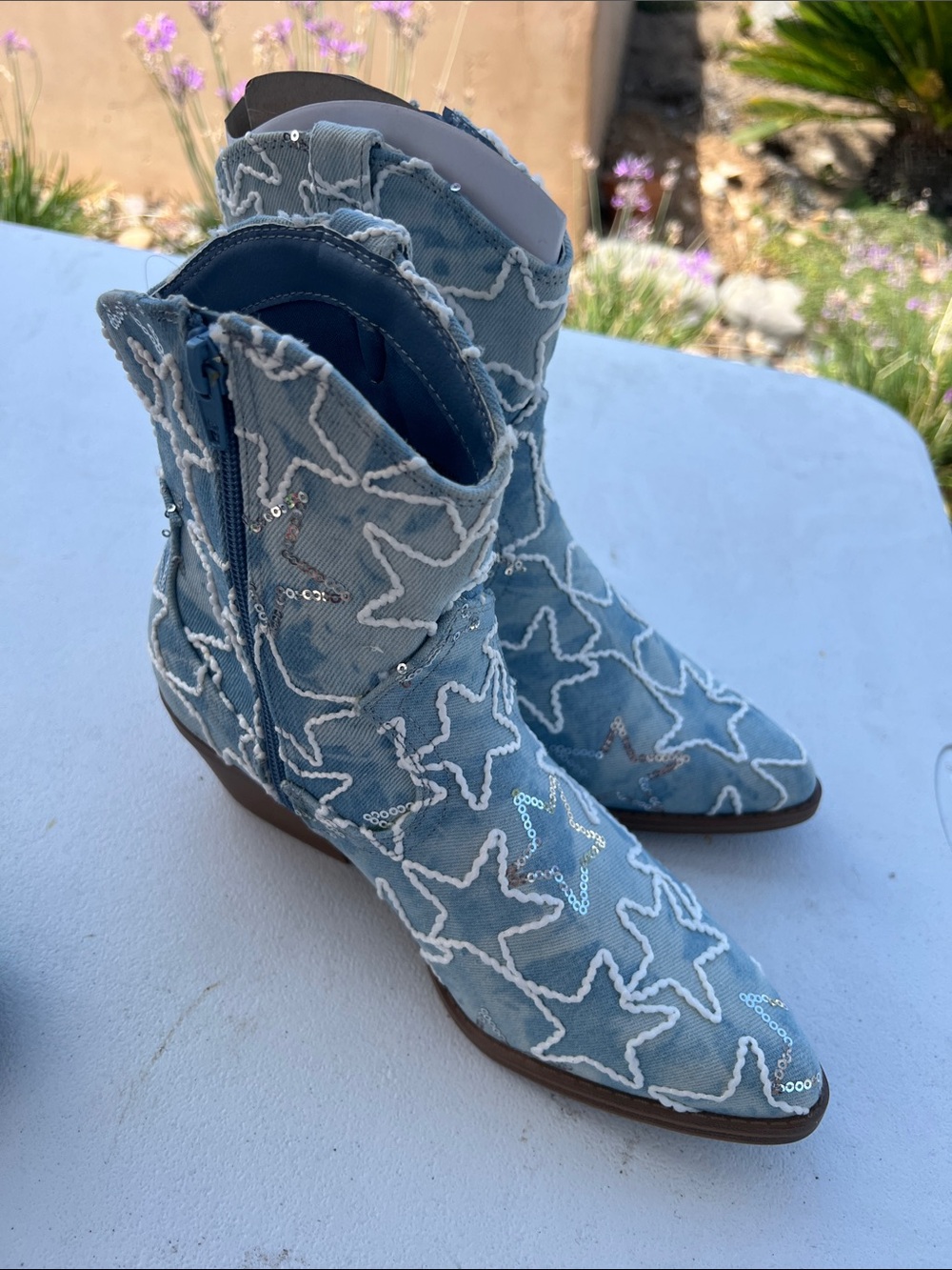No boundaries Light Blue Star Sequin Western Boots